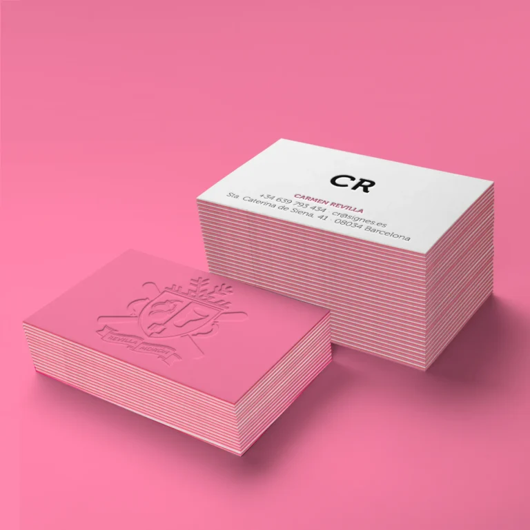 Business Cards for CR in Pink. Letterpress