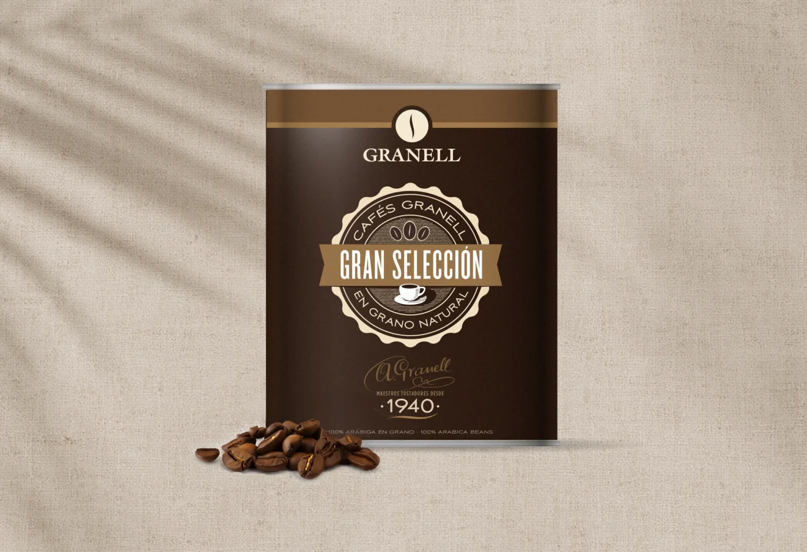 packaging design for cafes granell - tin