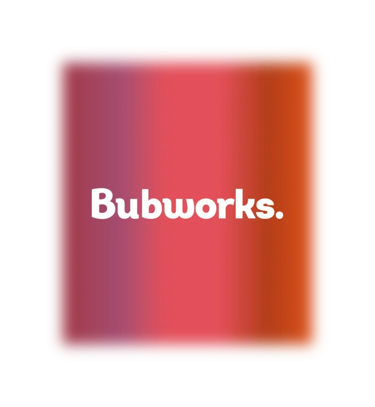 Bubworks branding - logo over gradient