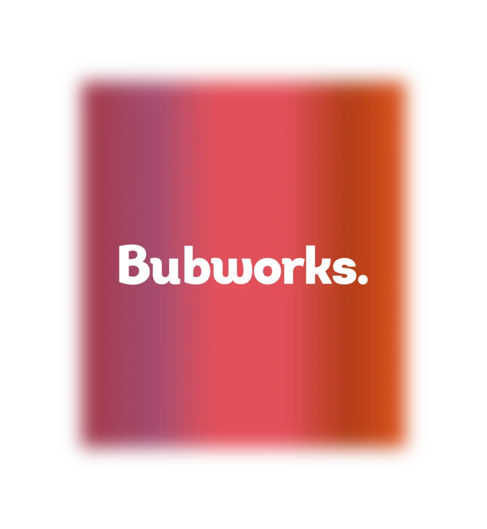 Bubworks branding - logo over gradient