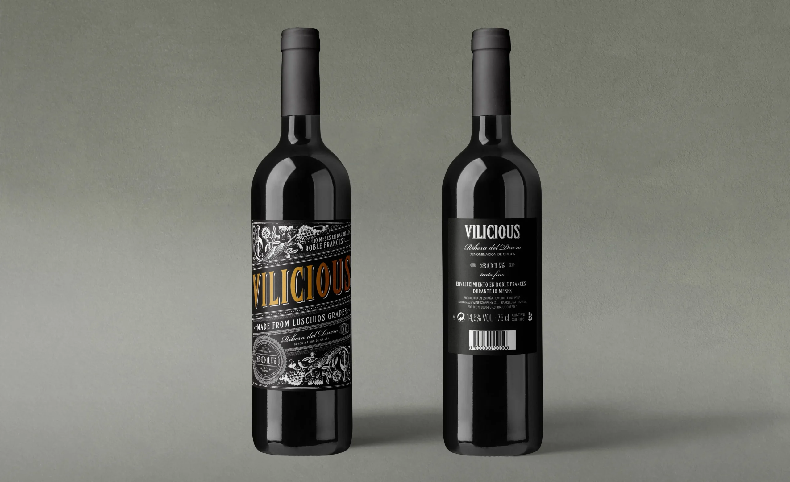 Vilicius, retro style label designs, front and back