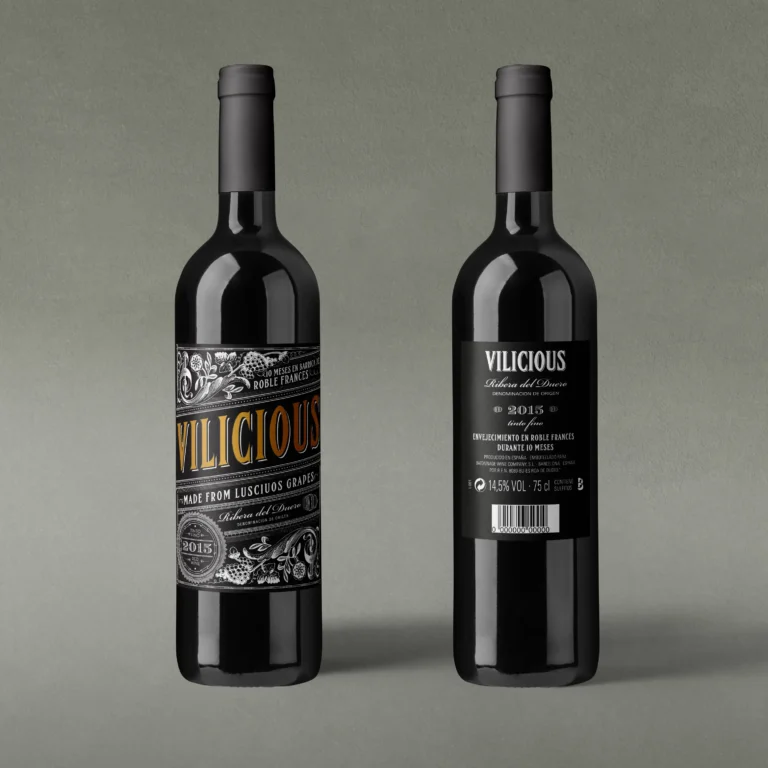 Vilicius, retro style label designs, front and back