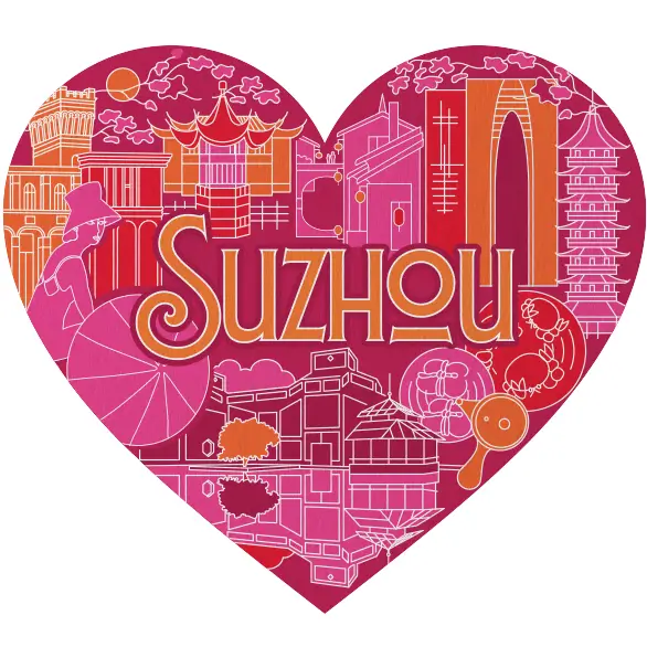 I love Suzhou Illustration for Suzhou Village - heart design