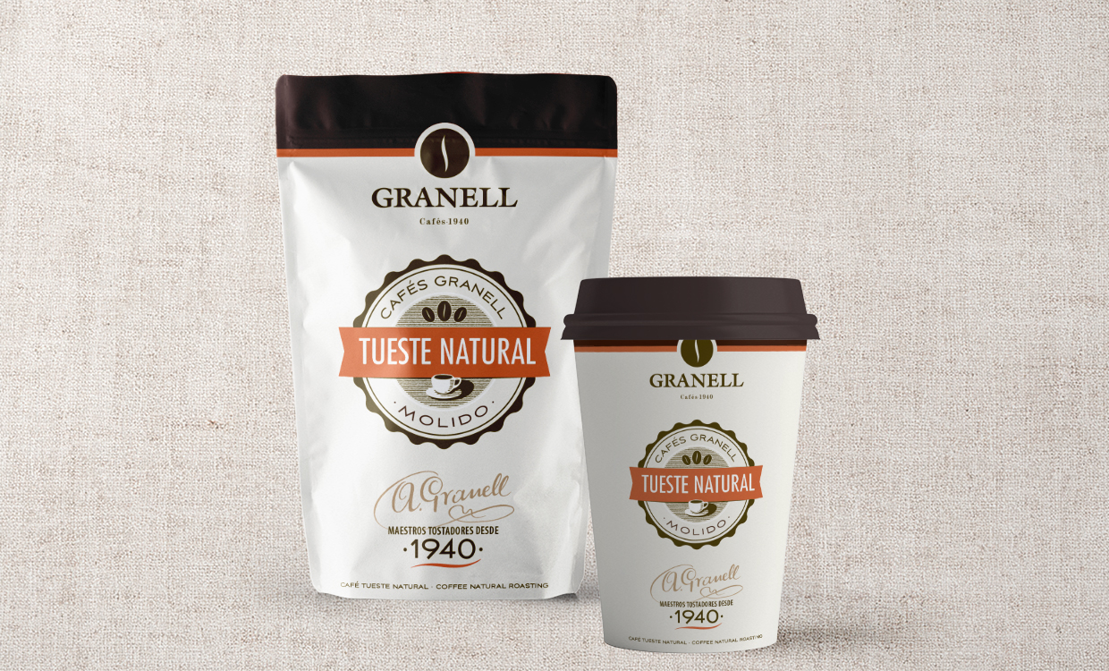 coffee packaging design for cafes granell - pouch