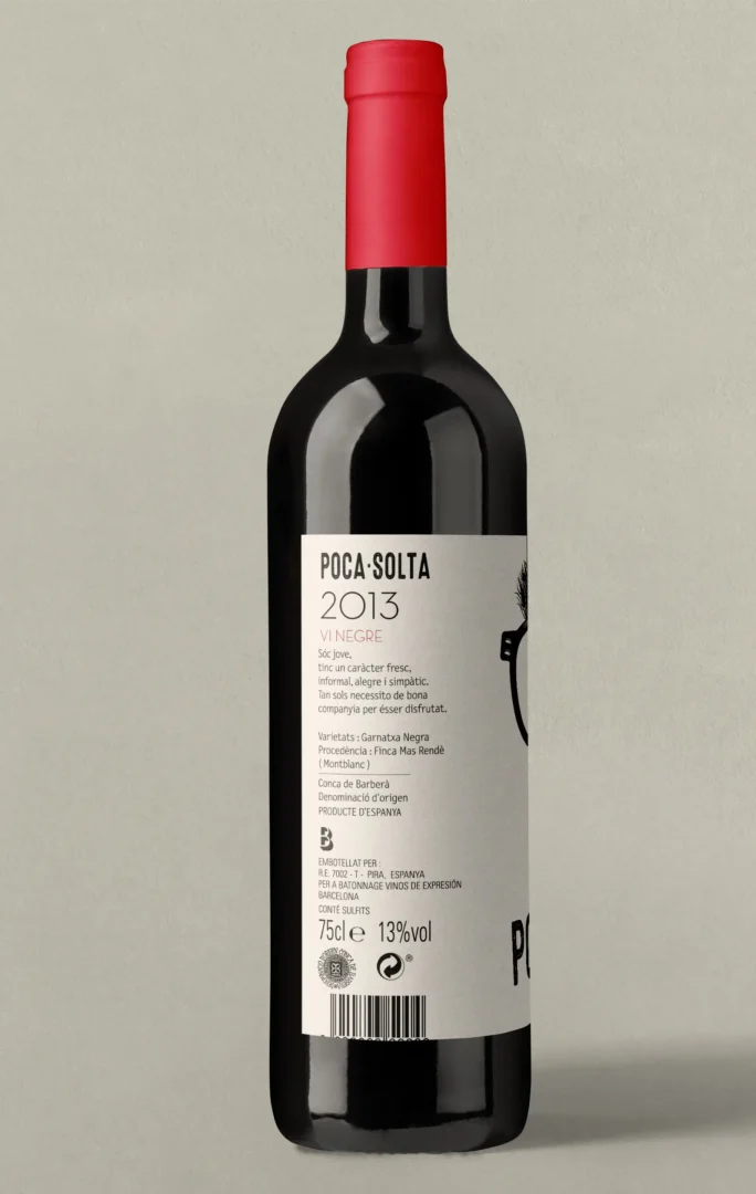 pocasolta wine packaging design -red wine label -side view