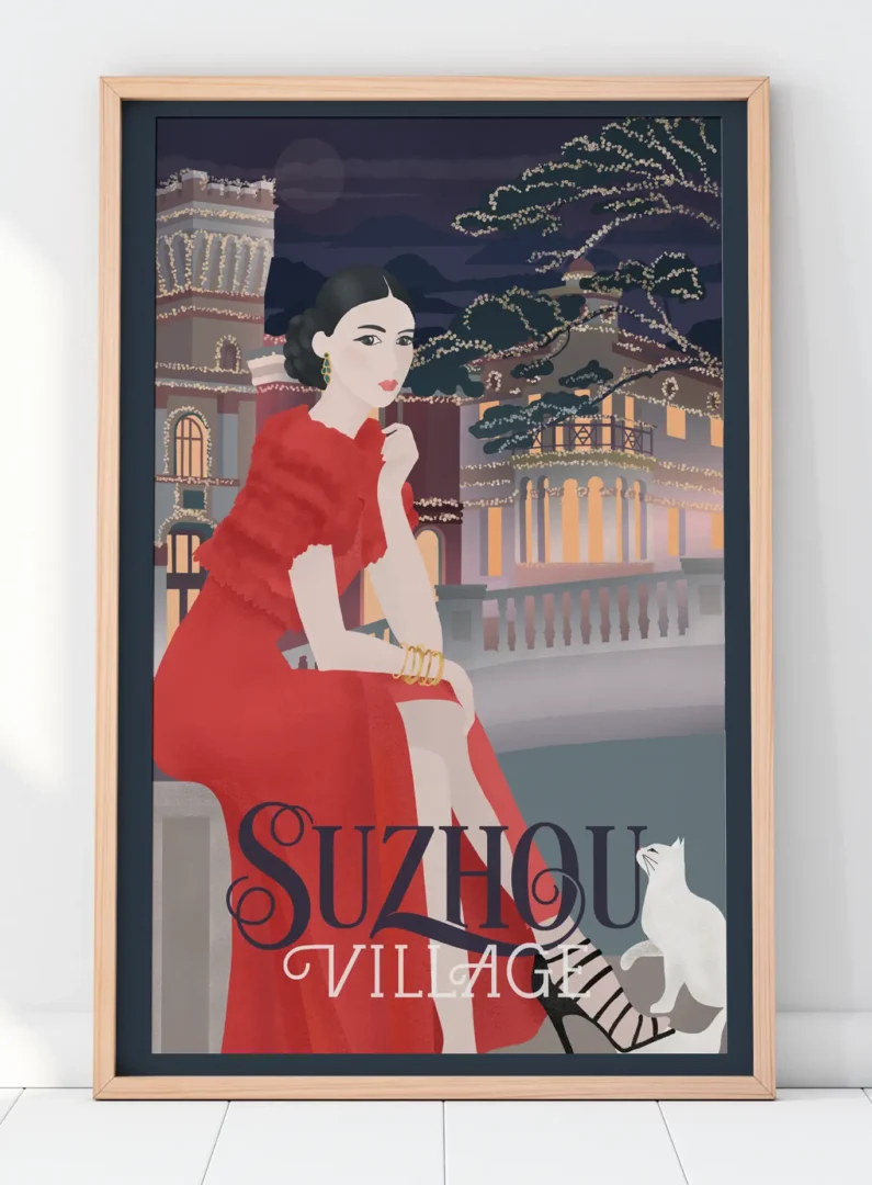 Vintage travel posters for value retail's Bicester Village collection. Design and illustration