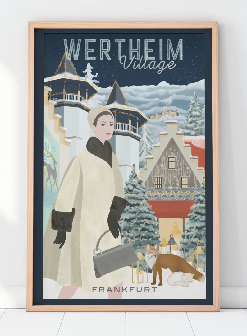 Vintage travel posters for value retail's Bicester Village collection. Design and illustration